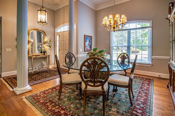 kitchen opens into dining room