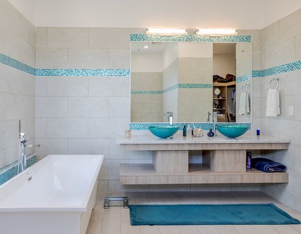 aqua blue bathroom