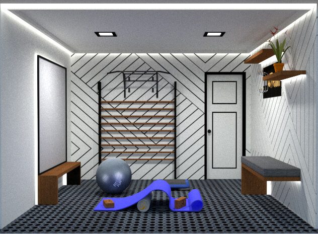 Rear view of small home gym