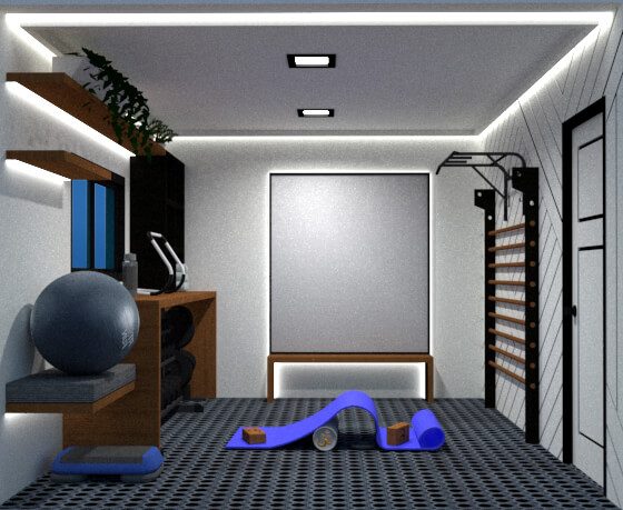 Right side view of small home gym