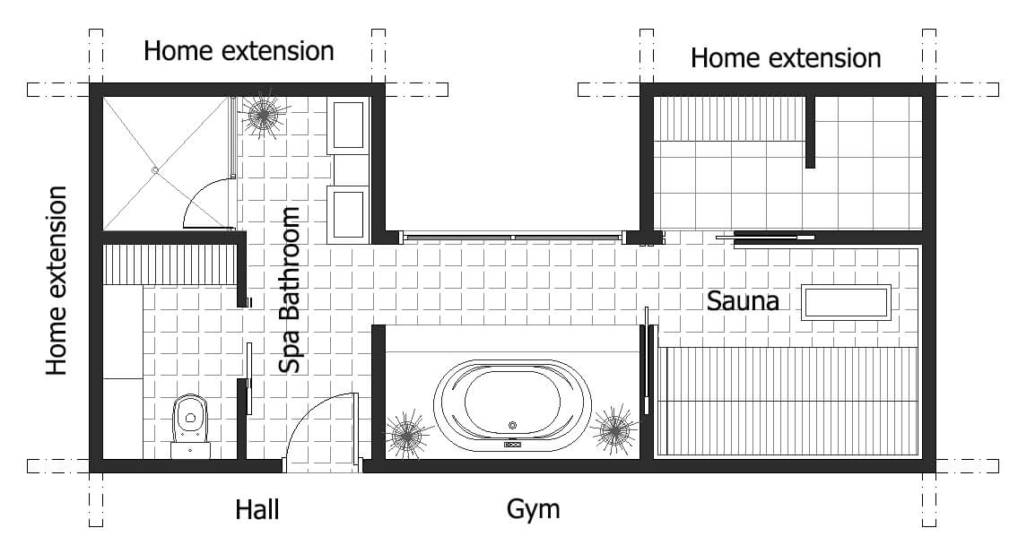 Spa bathroom layout