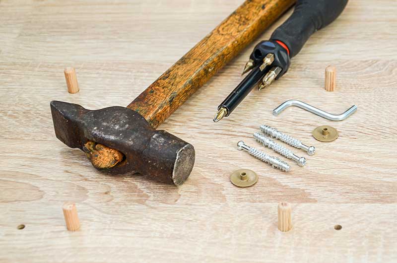 hammer and screws