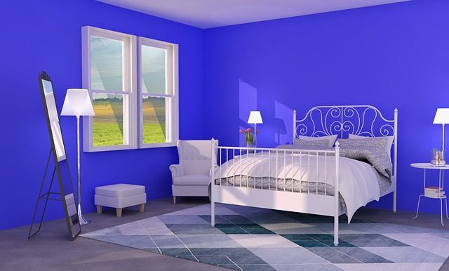 How to decorate a bedroom with a blue carpet