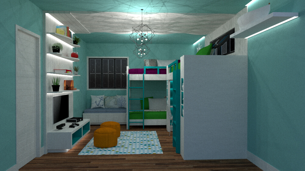 Left side view of guest bedroom
