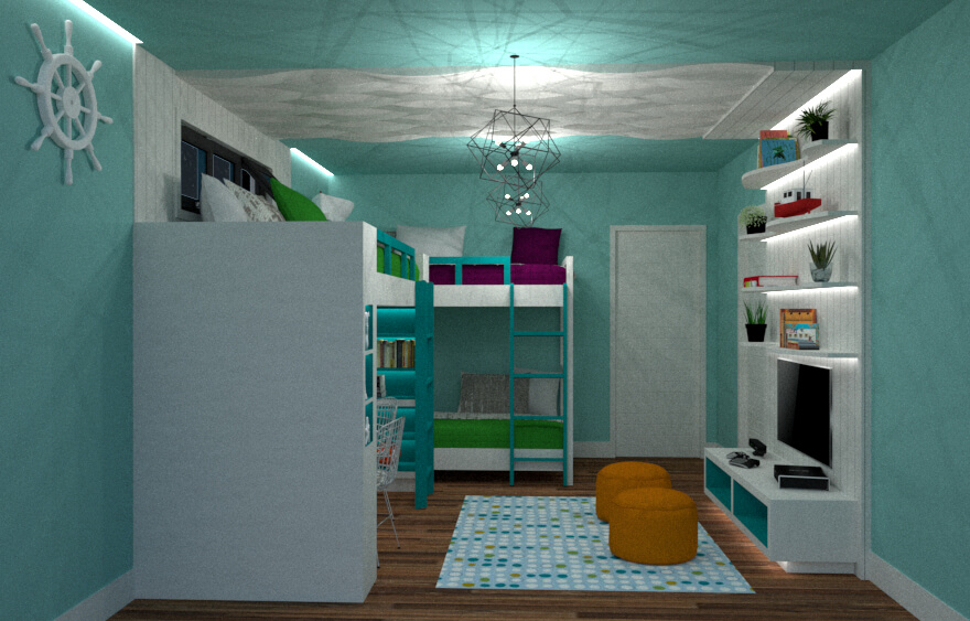 right side view of guest bedroom