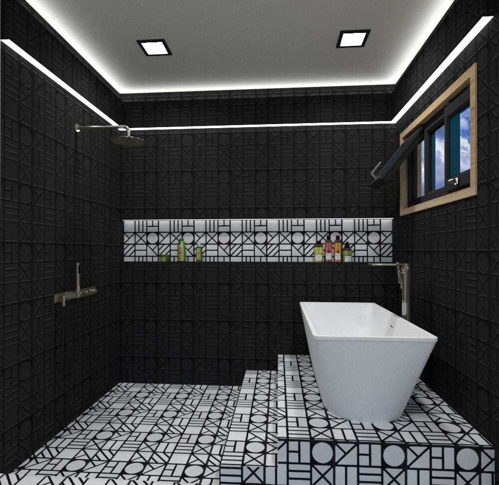 tub and shower section