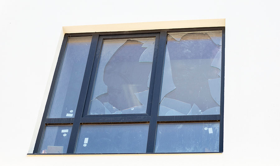broken window at home