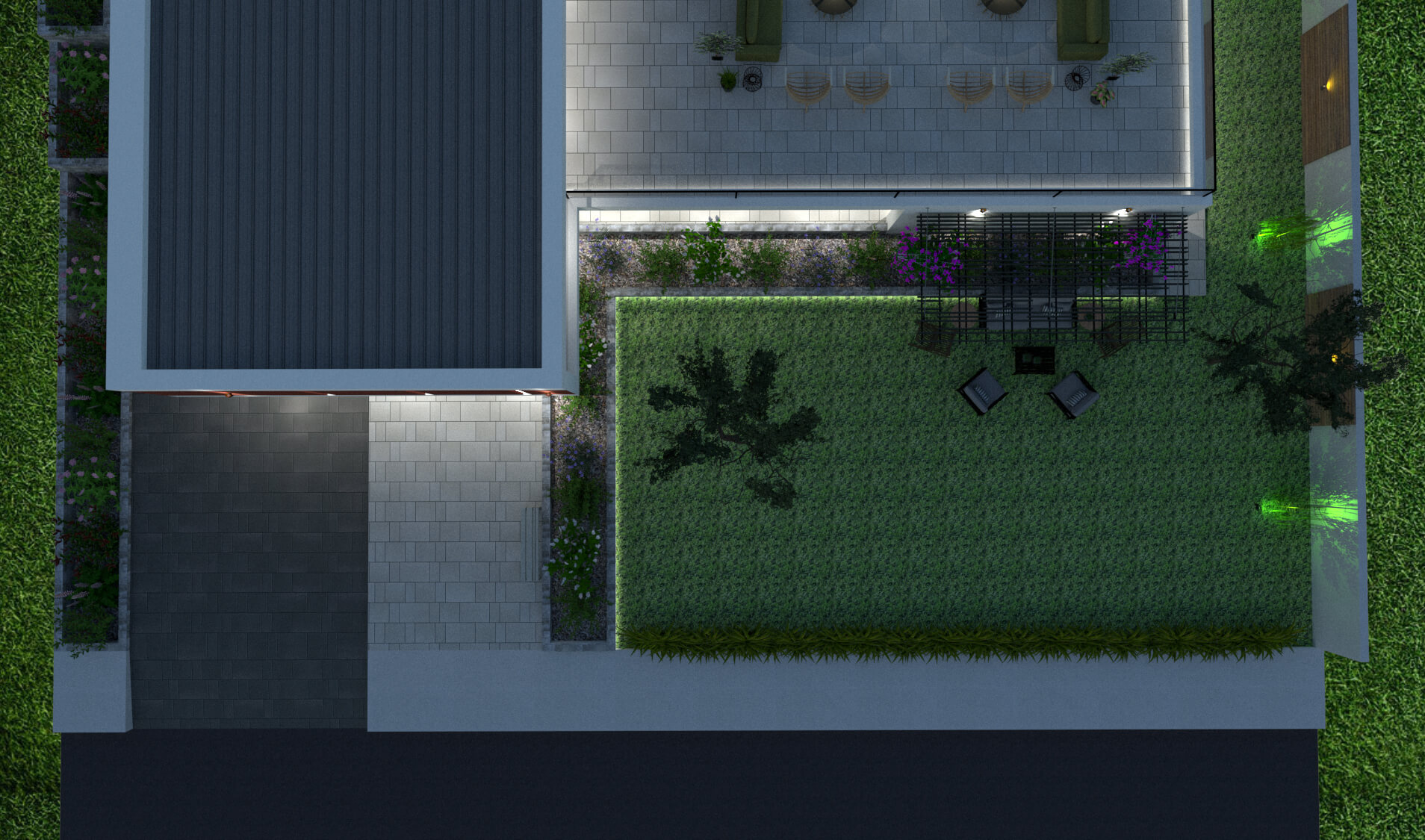 Plan of the night set Patio design night plan