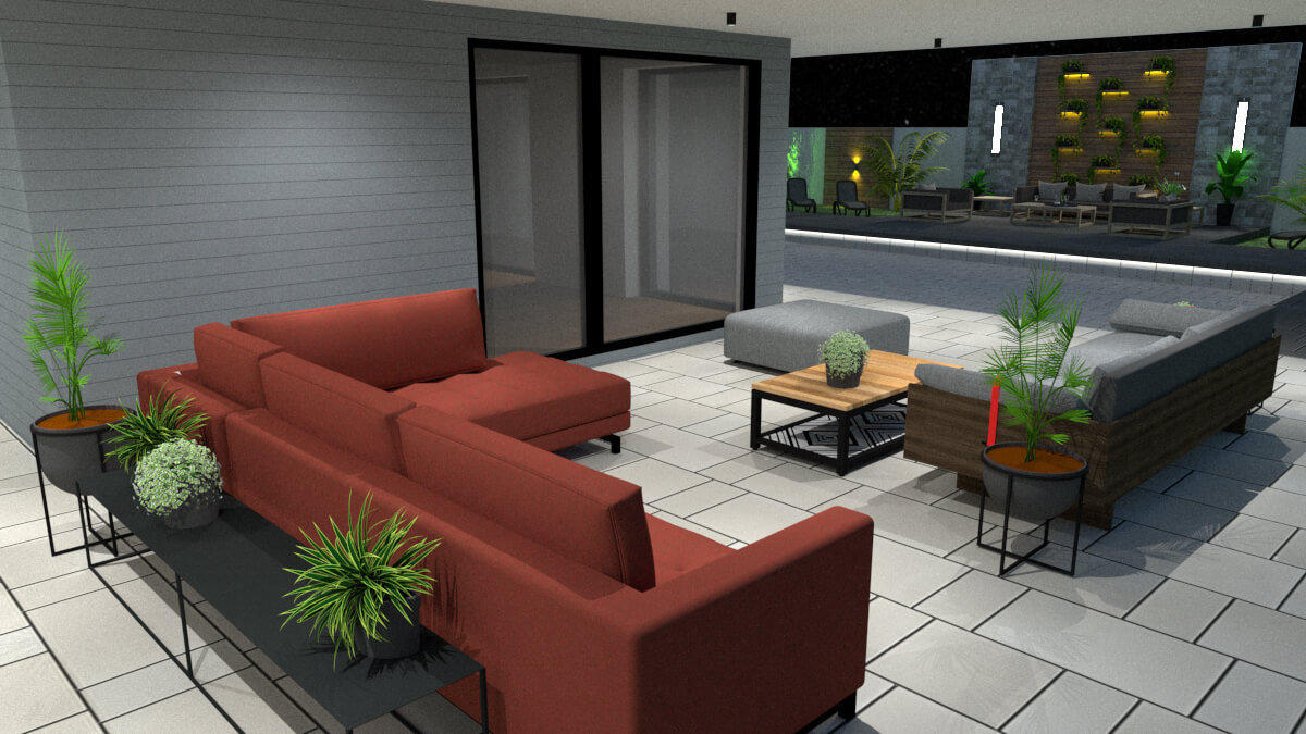 Living room with furniture Living room of the terrace house design.