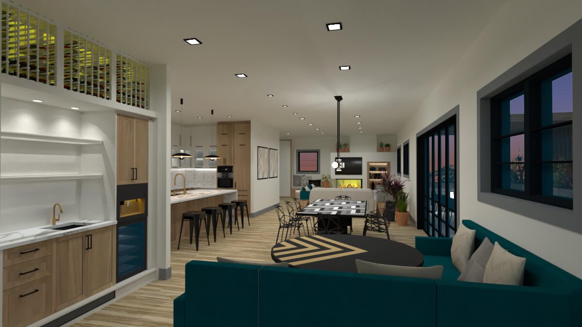 Luxury open concept Full luxrury living render view