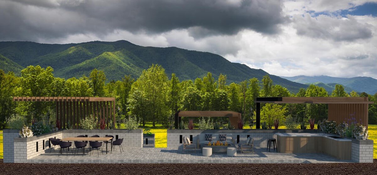 luxury terrace Patio terrace design view from first level