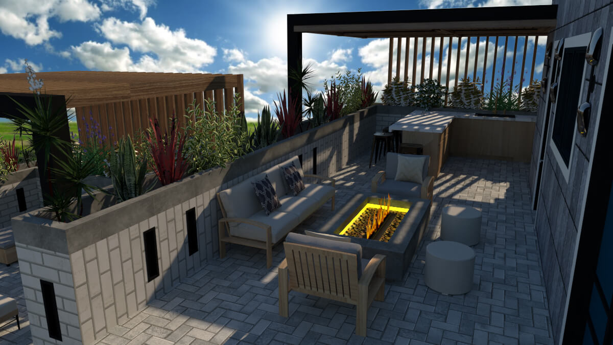 Terrace and chimney campfire area