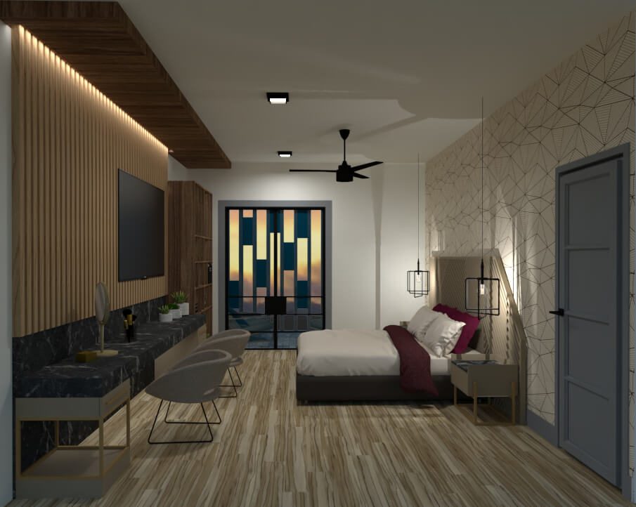 master bedroom View from the modern luxury bedroom design