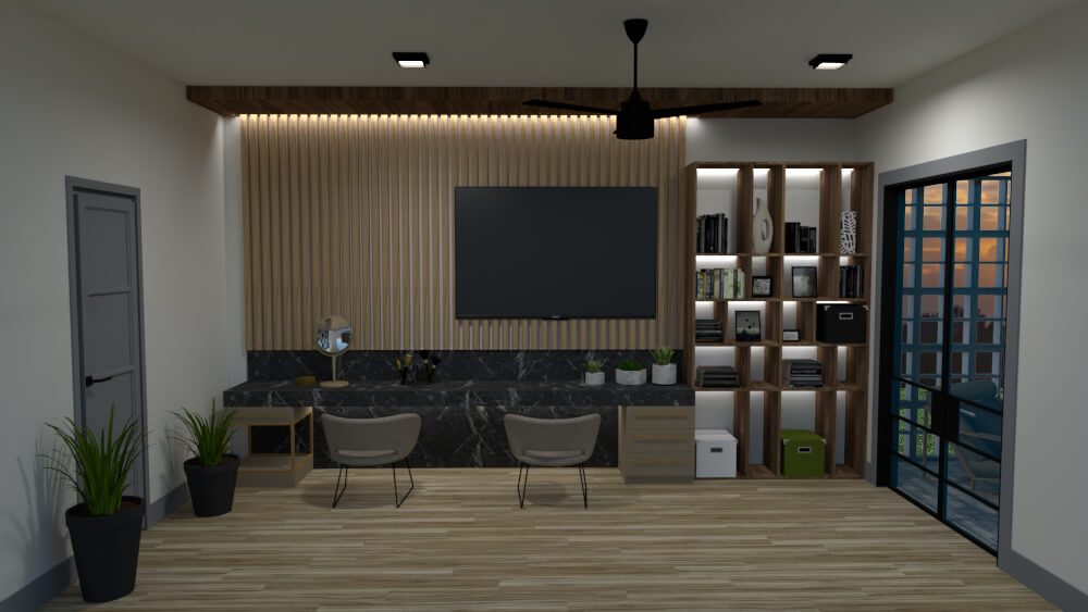 TV and storage area Storage of the modern luxury bedroom design