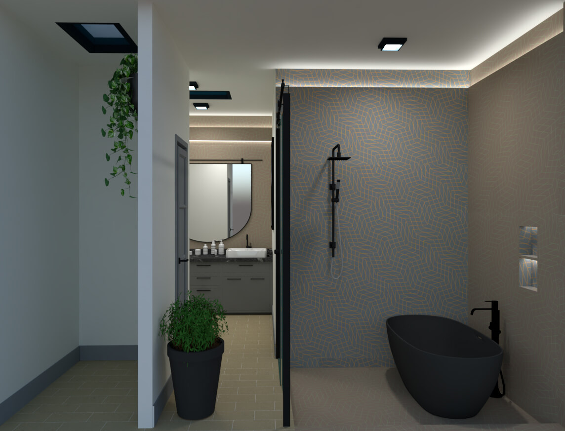 Luxury bath side view of bathtub