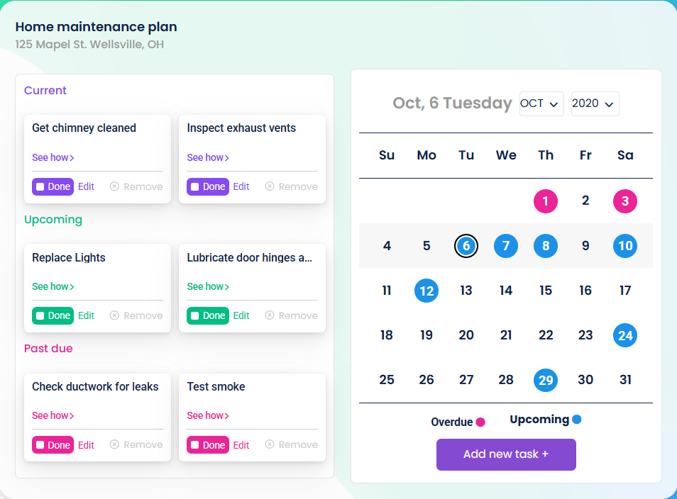 maintenance schedule