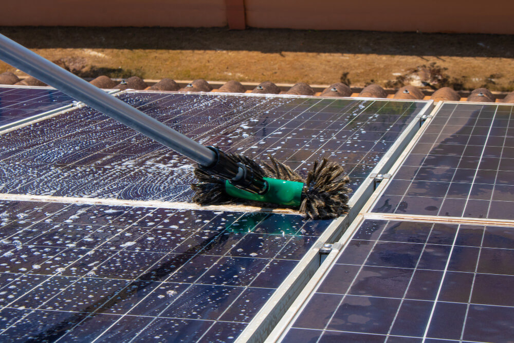 mopping solar panels