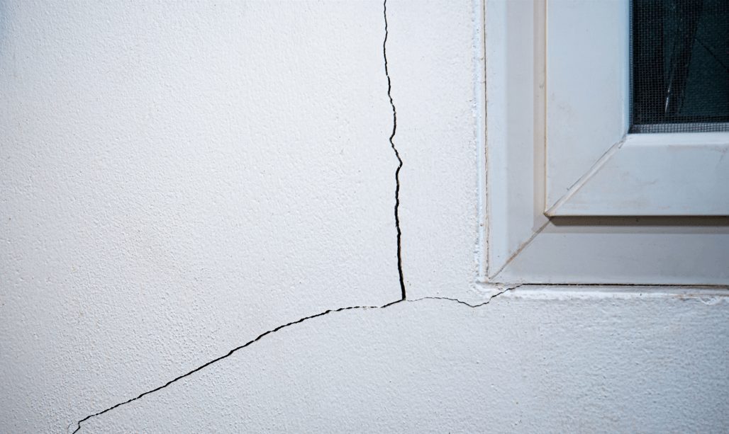 crack in wall with window