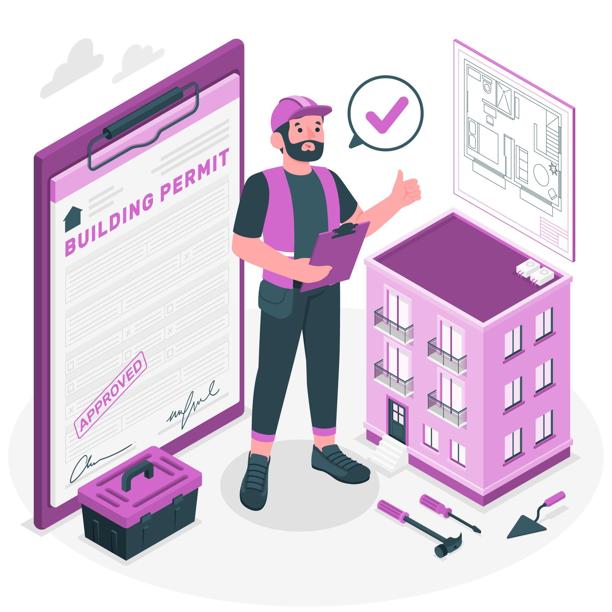 Building permit concept illustration