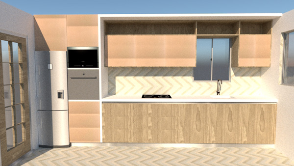 Brown tones kitchen design render