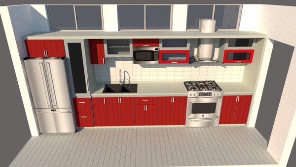 Red kitchen design render