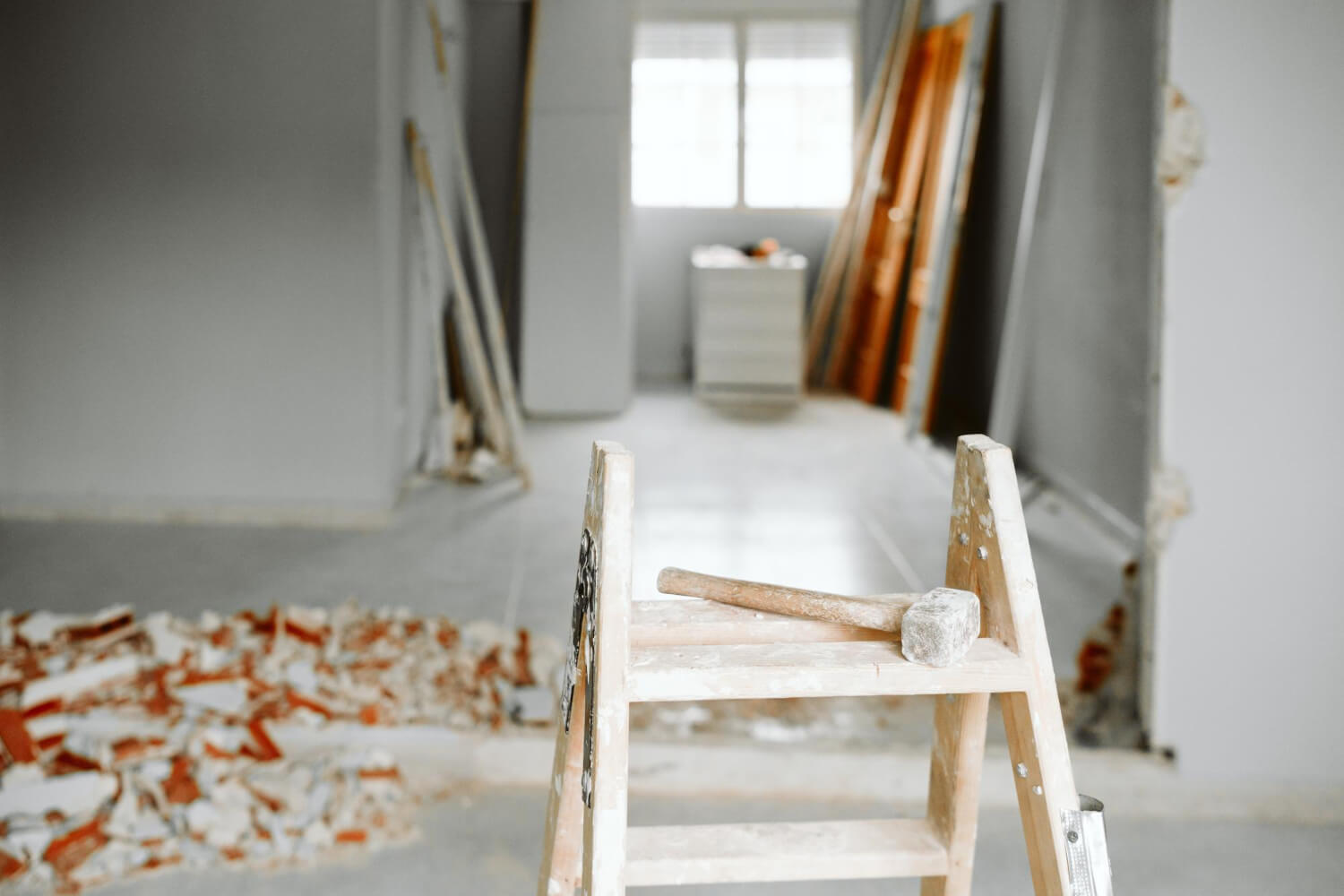 home renovation: Hammer and stairs