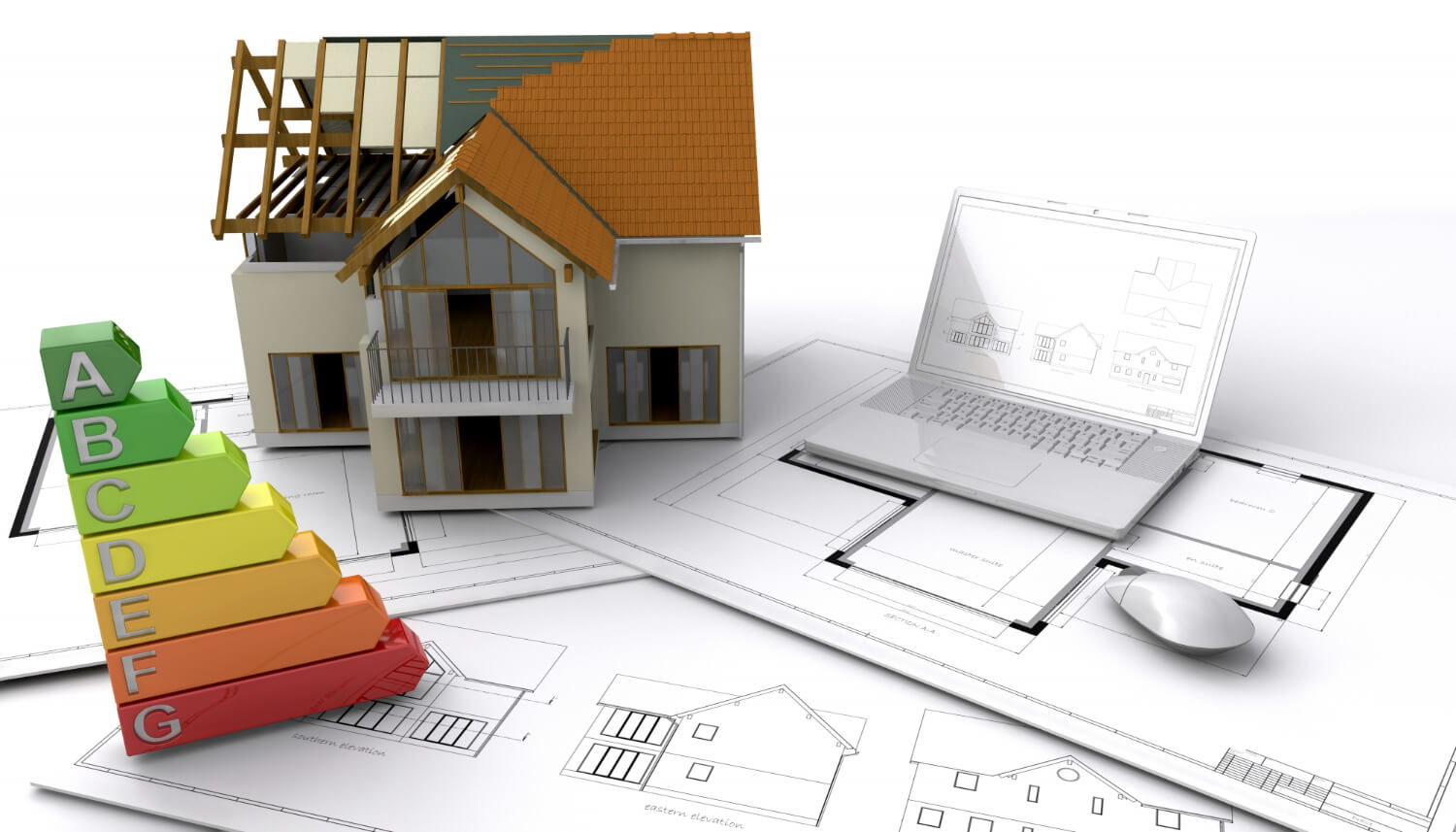 home energy: house, blueprints and ratings